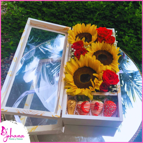 caja grisoles y rosas