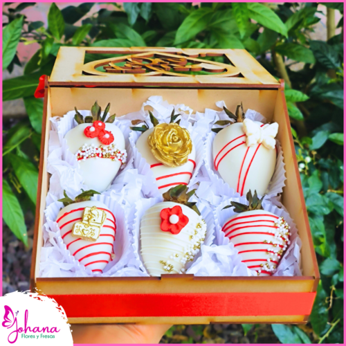 caja de madera fresas x 6