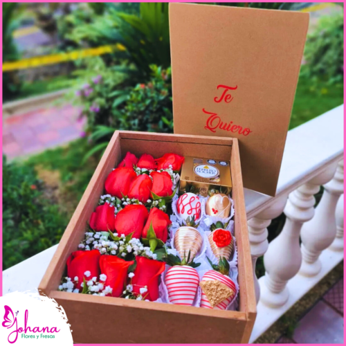 caja madera con rosas
