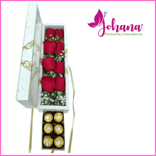 Caja mini alargada rosas