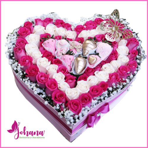 Arreglo corazón rosas rosadas