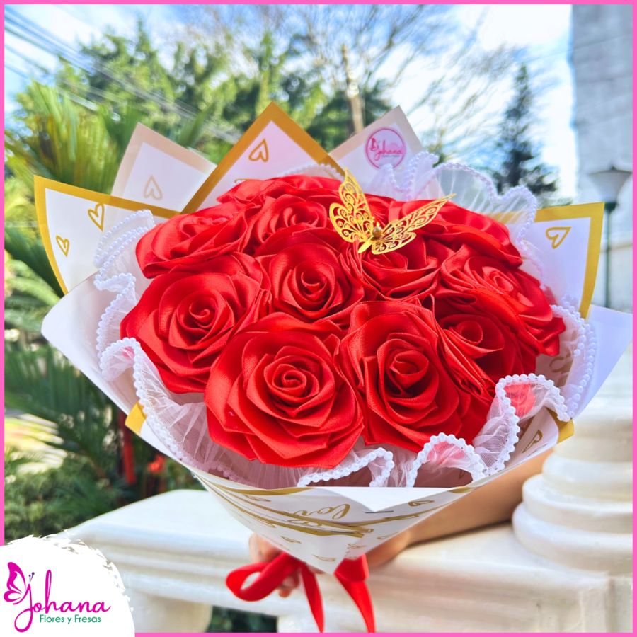 ramo de rosas eternas rojas